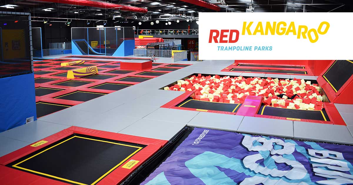 Teiangle in Red Kangaroo Logo - RedKangaroo | The Ultimate Trampoline Park Experience