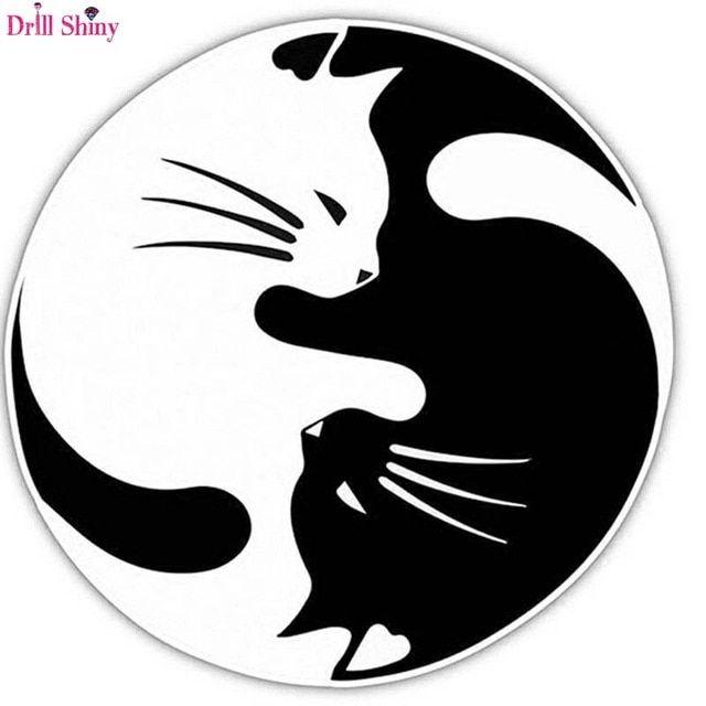 Painting Black and White Logo - Aliexpress.com : Buy 3D DIY Diamond Embroidery Minimalist Cat