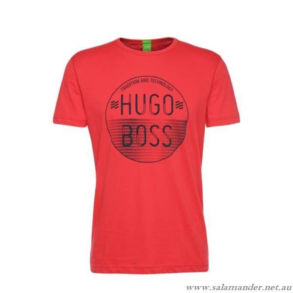 Red and Green Logo - Comfortably Red Green Shirt Boss Regular Fit Cotton With Printed