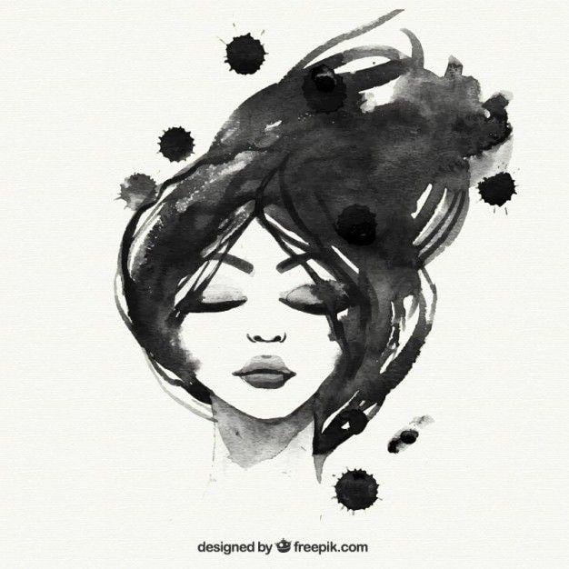 Painting Black and White Logo - Woman Illustration Vectors, Photo and PSD files