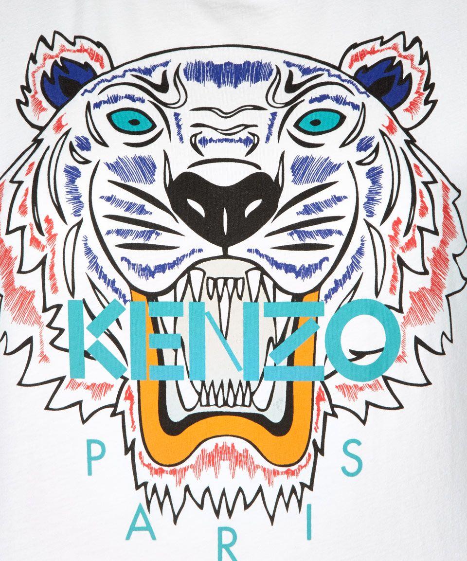Kenzo Tiger Logo - KENZO White Cotton Tiger Tshirt in White for Men