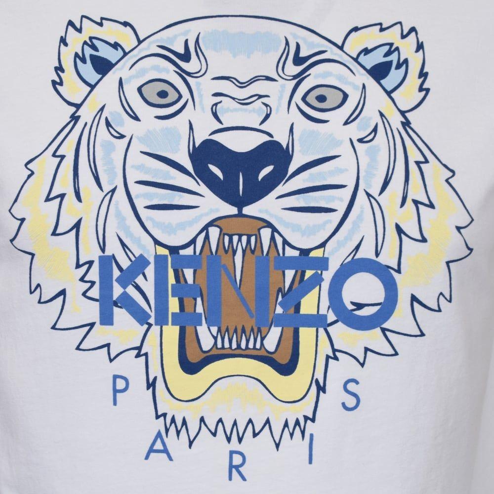 Kenzo Tiger Logo - KENZO Kenzo White/Blue Tiger Logo T-Shirt - Men from Brother2Brother UK