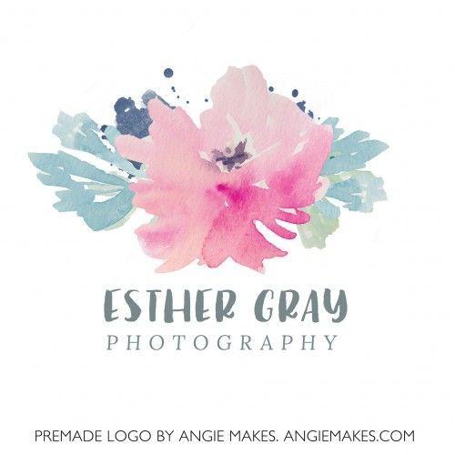 Cute Flowers Logo - Cute Watercolor Flower Logo Design. Premade Logo Design. angiemakes
