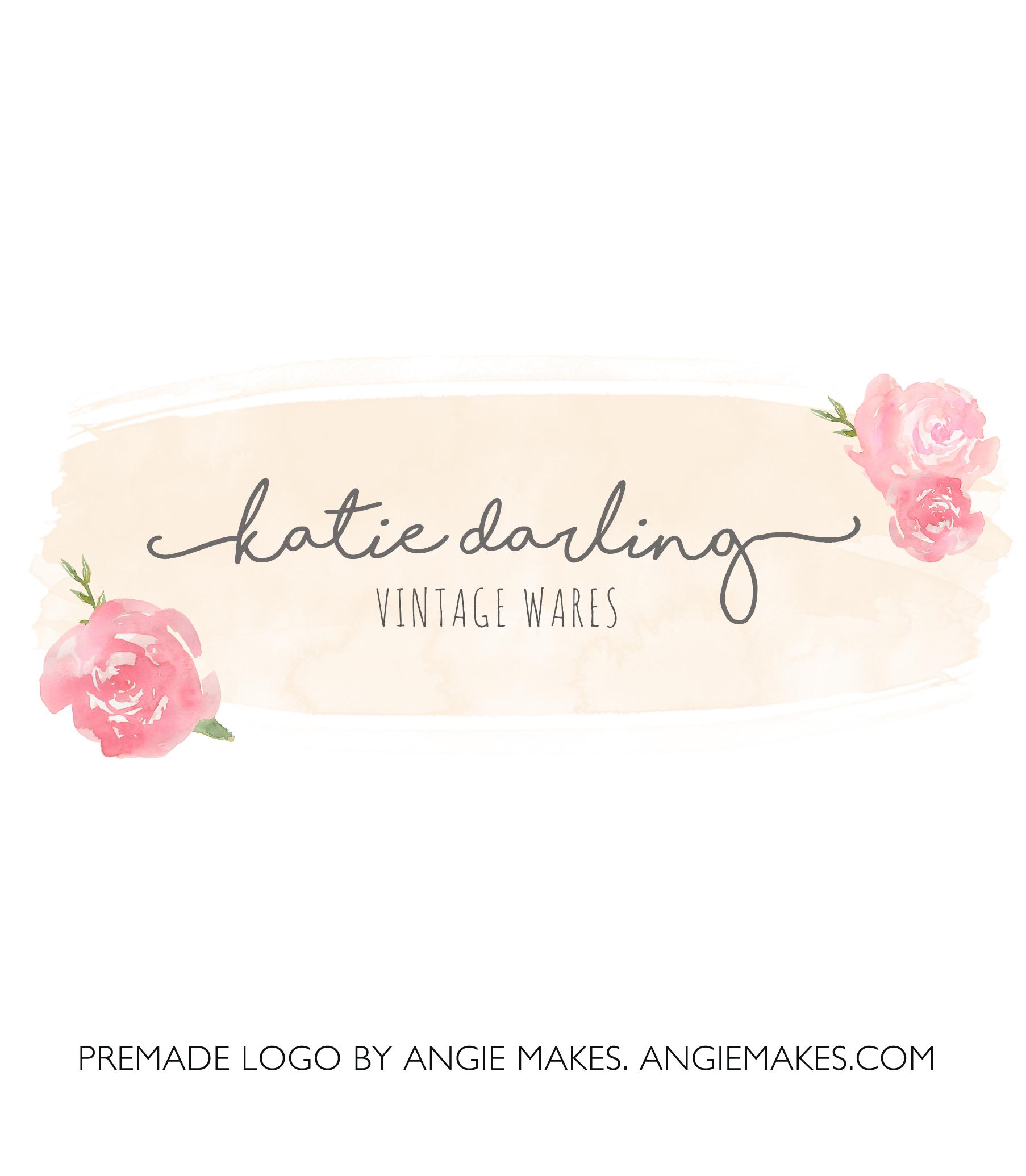 Cute Flower Logo - Cute Watercolor Logo