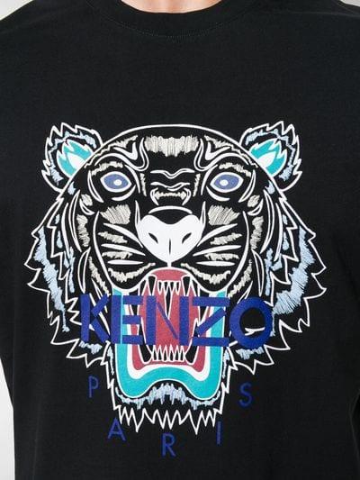 Kenzo Tiger Logo - Kenzo black Cotton tiger logo t-shirt| Stefaniamode.com