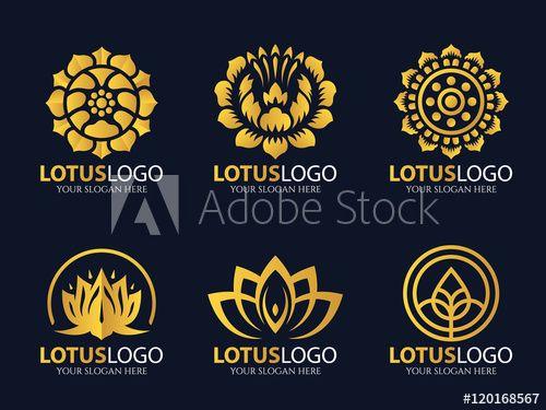 Lotus Logo - Gold Lotus logo vector art set design this stock vector