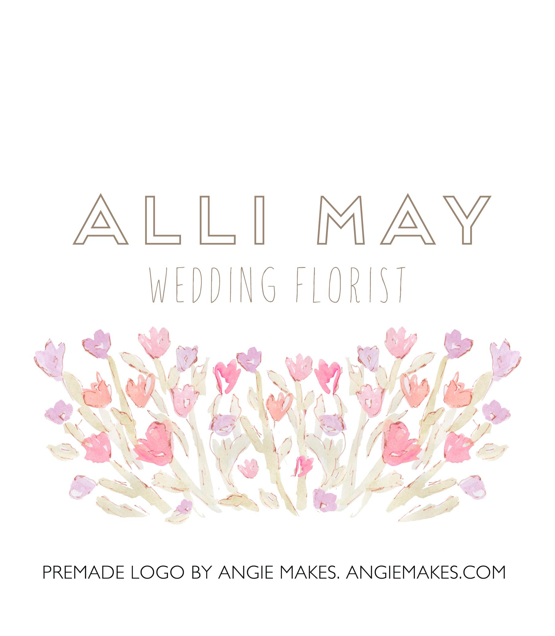 Cute Flowers Logo - Cute Watercolor Premade Logos