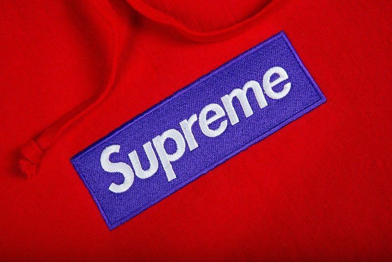 Red and Purple Logo - supreme purple box logo hoodie
