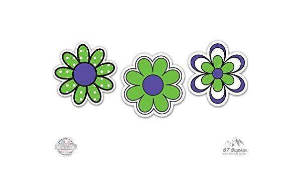 Cute Flowers Logo - Amazon.com: Green and Purple Cute Flowers Daisies - Vinyl Stickers ...