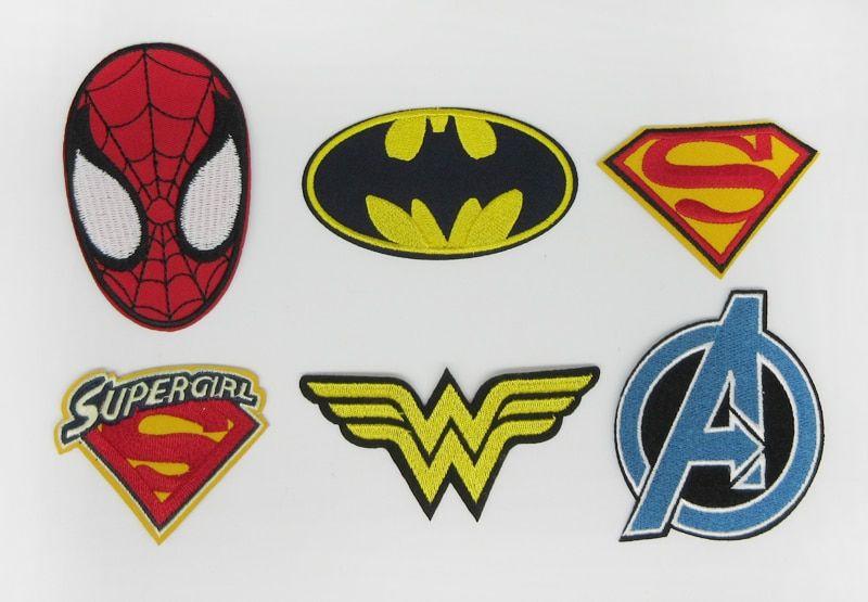Mixed Superhero Logo - 18pcs Mixed Lot Super Hero Cloth Stickers Batman SpiderMan Superman ...