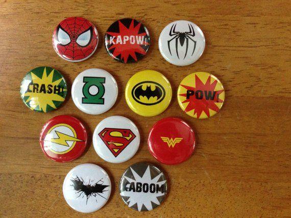 Mixed Superhero Logo - SUPER HERO Buttons Mix Set of 10 Pinback Buttons Super Hero | Etsy