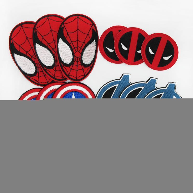 Mixed Superhero Logo - 18Pcs Mixed Lot Super Hero Cloth Stickers Batman Spiderman Superman ...