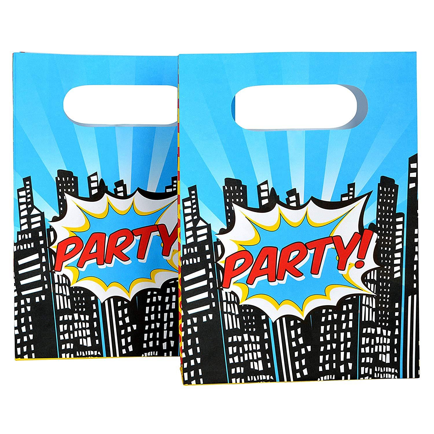 Mixed Superhero Logo - Amazon.com: Ginger Ray Pop Art Superhero Party Kids Loot Bags (8 ...