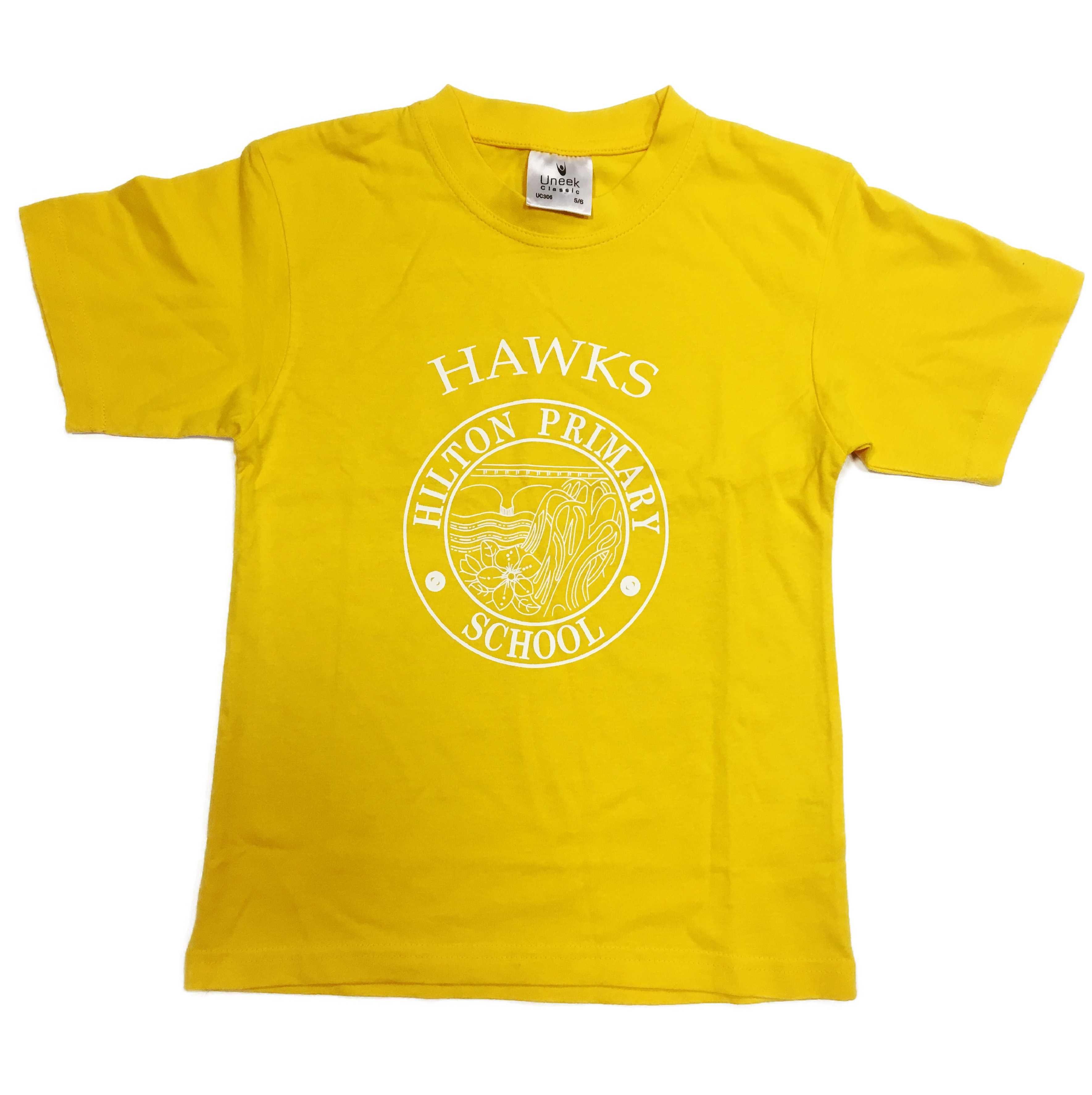 Yellow Hawk Logo - Hilton Primary Yellow Hawk P.E T-Shirt w/Logo | Schoolwear Solutions