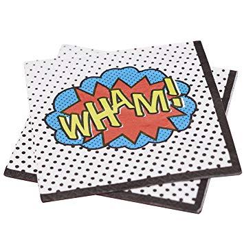 Mixed Superhero Logo - Amazon.com: Ginger Ray Comic Superhero Wham Party Paper Napkins ...