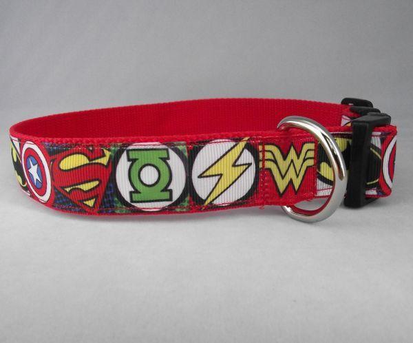 Mixed Superhero Logo - Superhero logo dog collar handmade | Funky Dog Collars