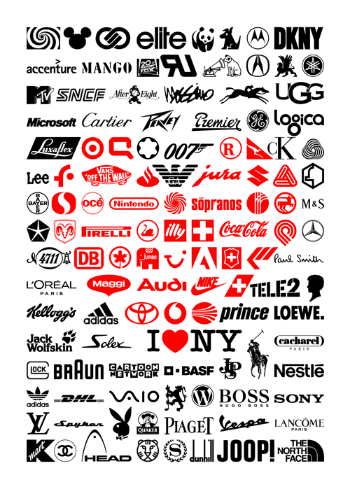 Red and Blqck Famous Logo - We Love Logos Poster by Pananna for GoodLogo • 82 black + 38 red +