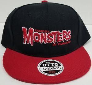 Red and Blqck Famous Logo - Famous Monsters Red Billed & Logo Black Baseball Cap Adjustable ...