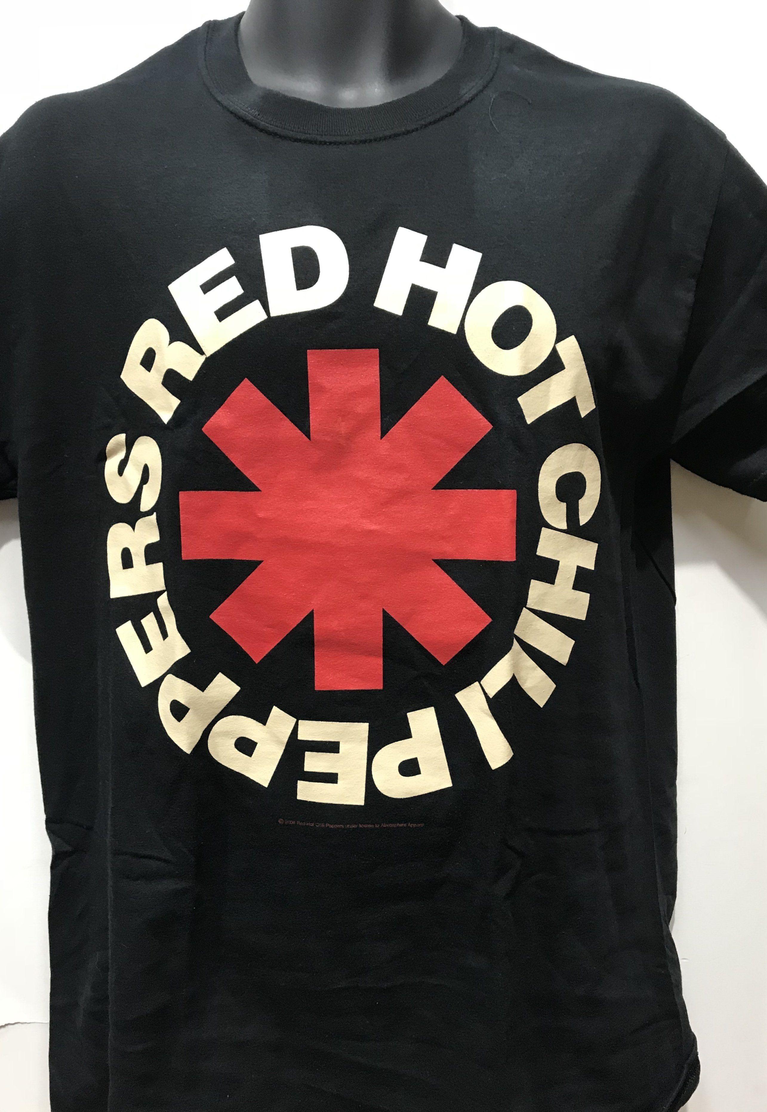 Red and Blqck Famous Logo - Red Hot Chilli Peppers Logo Black T Shirt . – Famous Rock Shop