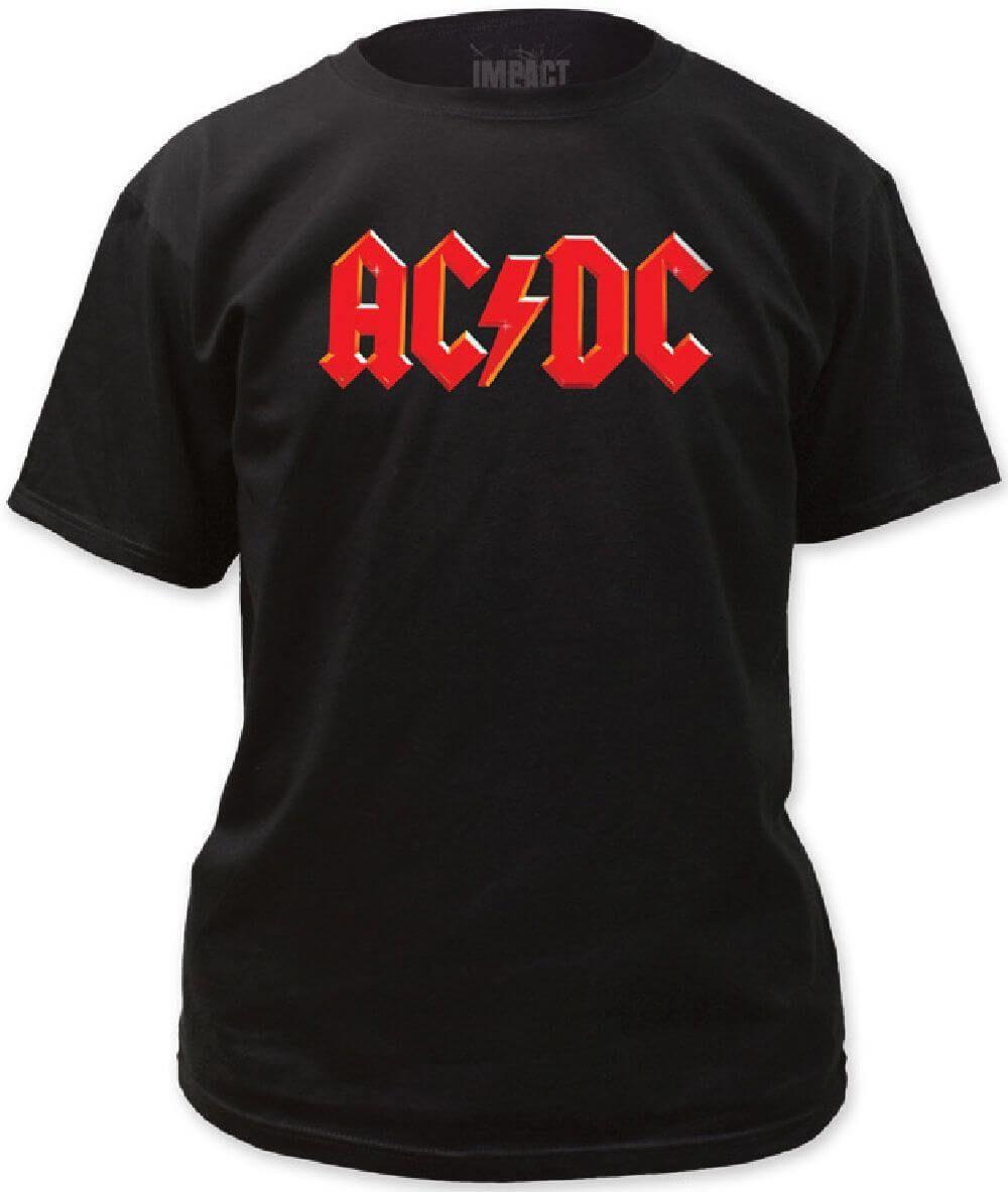 Red and Blqck Famous Logo - AC/DC Logo in Red Men's Black T-shirt | Rocker Rags