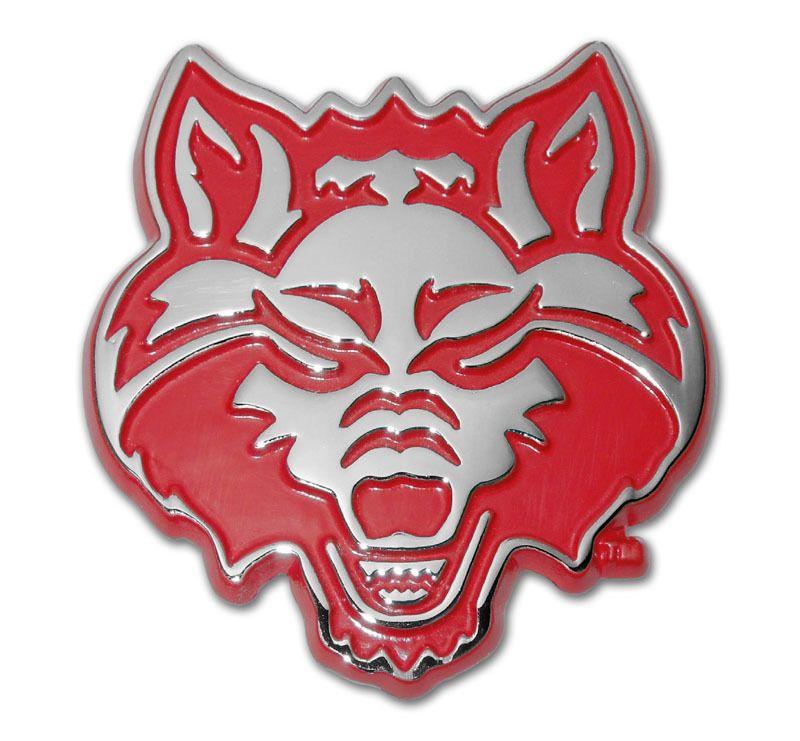 Asu Red Wolves Logo - Arkansas State Red Wolf Red Chrome Emblem
