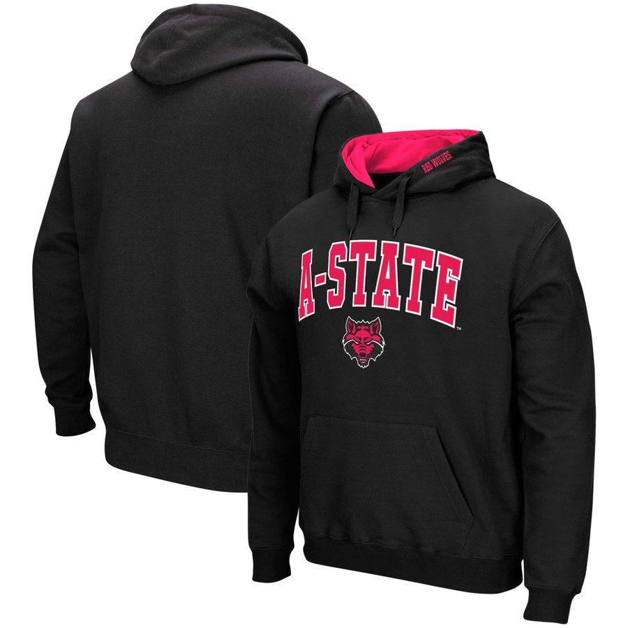 Asu Red Wolves Logo - Colosseum Arkansas State Red Wolves Black Arch & Logo Pullover Hoodie