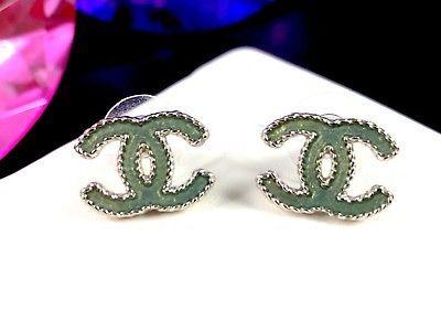 Lime Green C Logo - AUTHENTIC SIGNED CHANEL PARIS A12 C LOGO CC LIME GREEN RESIN PIERCED ...