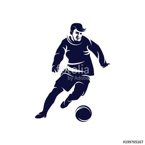 Football Player Logo - Dribbling ball logo Silhouette vector, Soccer and Football Player