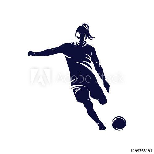 Football Player Logo - Player Shooting ball logo Badge vector, Soccer and Football Player