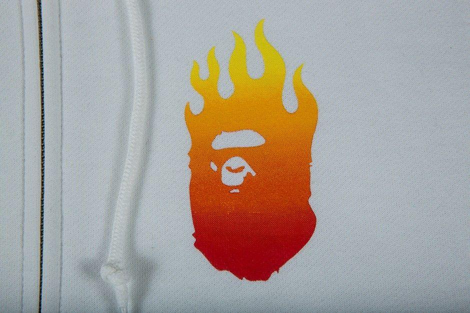 White BAPE Logo - A BATHING APE FLAME ZIP HOODIE|SS17|WHITE