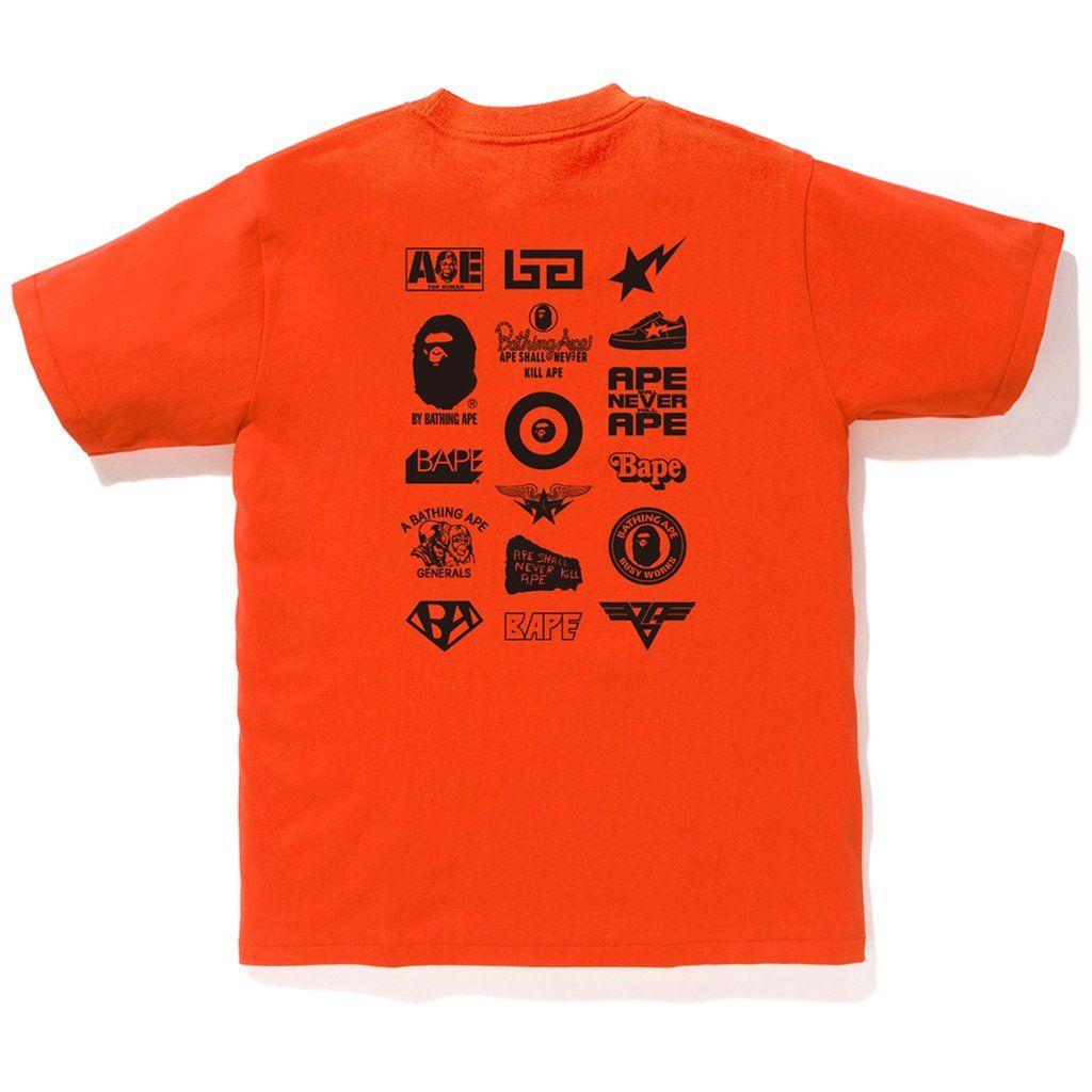 Orange BAPE Logo - BICOLOR MULTI LOGO TEE MENS | us.bape.com