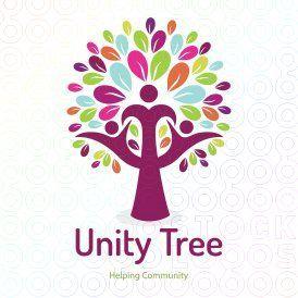 Community Tree Logo - Human unity tree and helping community logo. Creative Design Tools