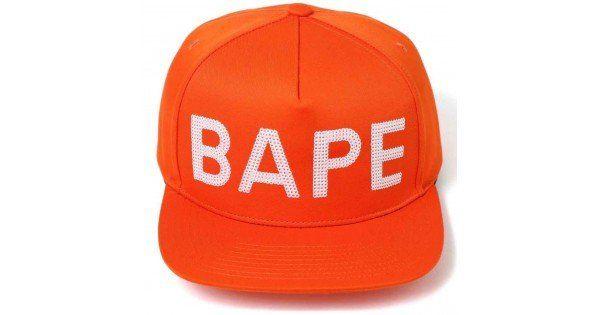 Orange BAPE Logo - Bape Sequin Snap Back Cap Orange