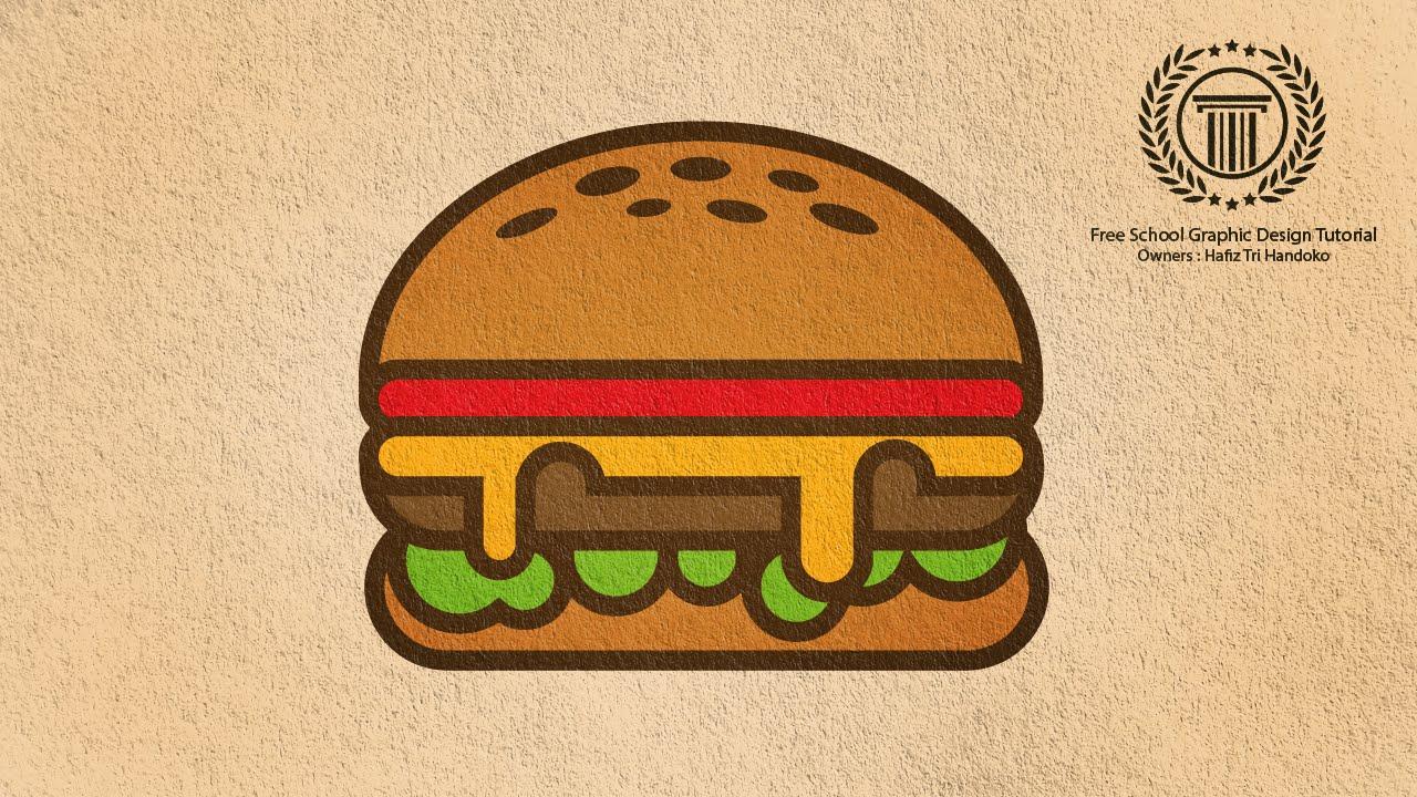 Hamburger Logo - Adobe Illustrator Logo design / Illustration | Burger Shape Logo Tutorial