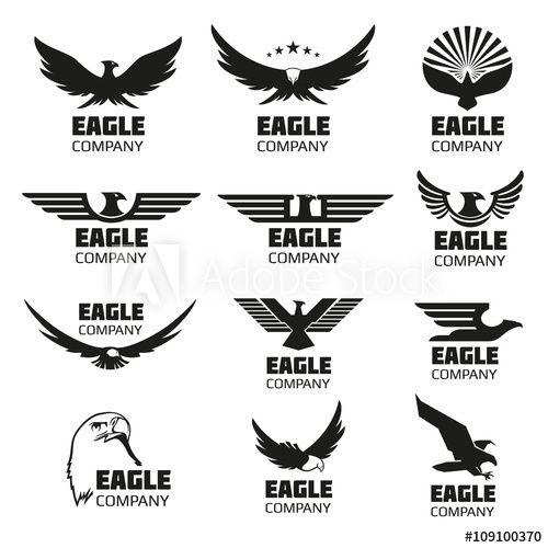 Eagle Brand Logo - Heraldic symbols with eagle silhouettes. Vector eagle emblems or
