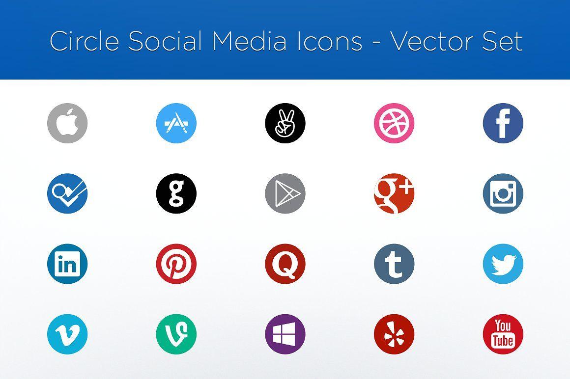 Circle Social Media Logo - Circle Social Media Icons Vector Set ~ Icons ~ Creative Market