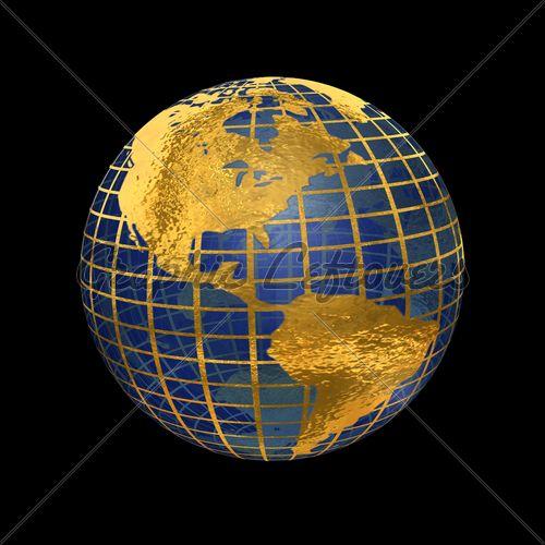 Gold Blue World Globe Logo - Blue Glass And Gold Metal Globe · GL Stock Images