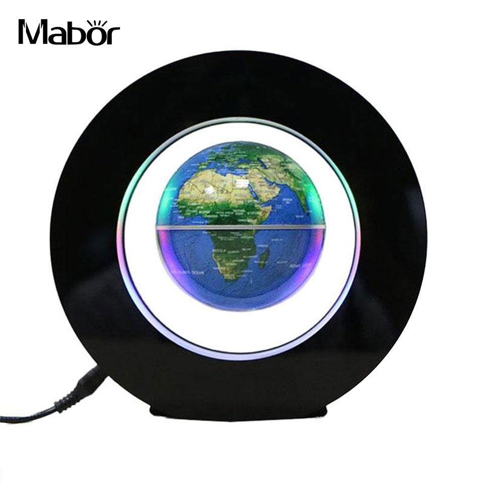 Gold Blue Globe Logo - Novelty LED Floating Globe Magnetic Levitation Light AU Plug Black ...