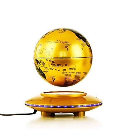 Gold Blue Globe Logo - WUJIU Magnetic Levitation Globe, Floating Rotating Wireless