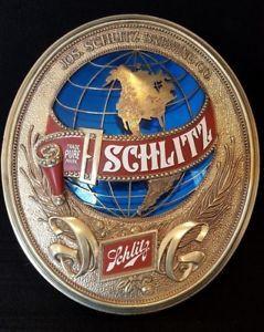 Gold Blue Globe Logo - Vintage 1977 Schlitz 3D Beer Sign Blue Globe with Gold Background ...