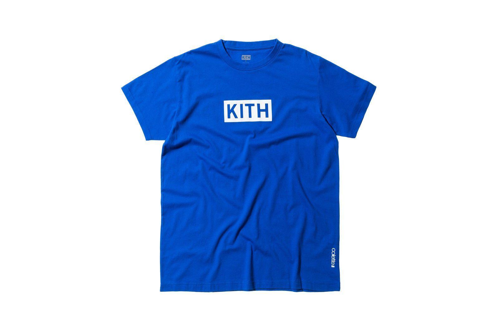 White a Blue Box Logo - KITH X Colette Box Logo T Shirt Blue Tee White Large L 150 GSM
