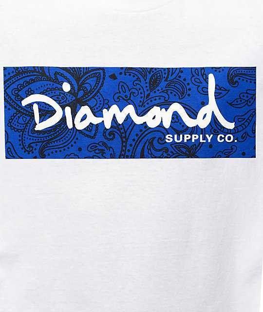 White a Blue Box Logo - Diamond Supply Co Radiant Box Logo White T Shirt The New / Men