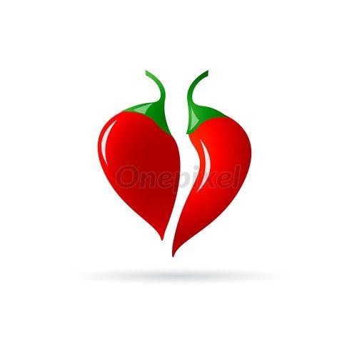 Chile Pepper Logo - Vector icon of red heart with chili pepper - 3921471 | Onepixel