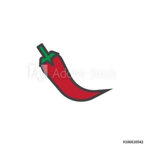 Chile Pepper Logo - Hot pepper filled outline icon, line vector sign, linear colorful