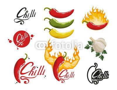 Chile Pepper Logo - Hand drawn Red hot pepper. Spicy ingredient. Chili logo. Spice Hot ...