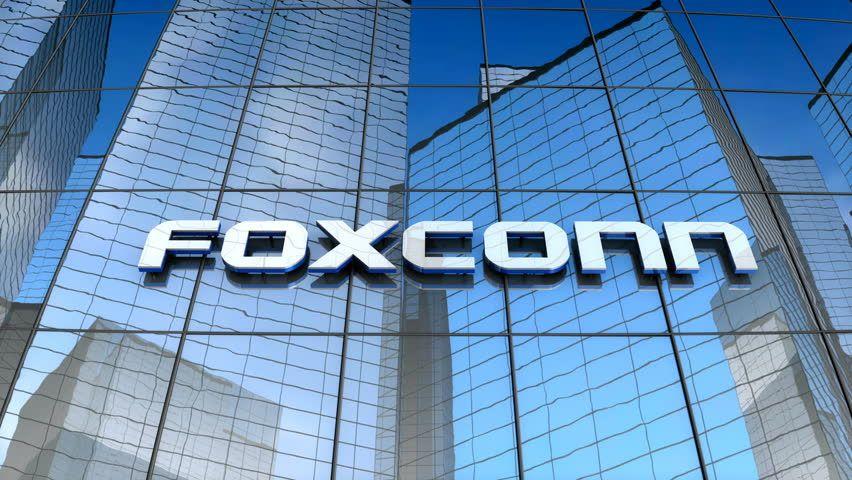 Foxconn Logo - 4k00:10August 2017, Editorial use only, Foxconn logo on glass building.