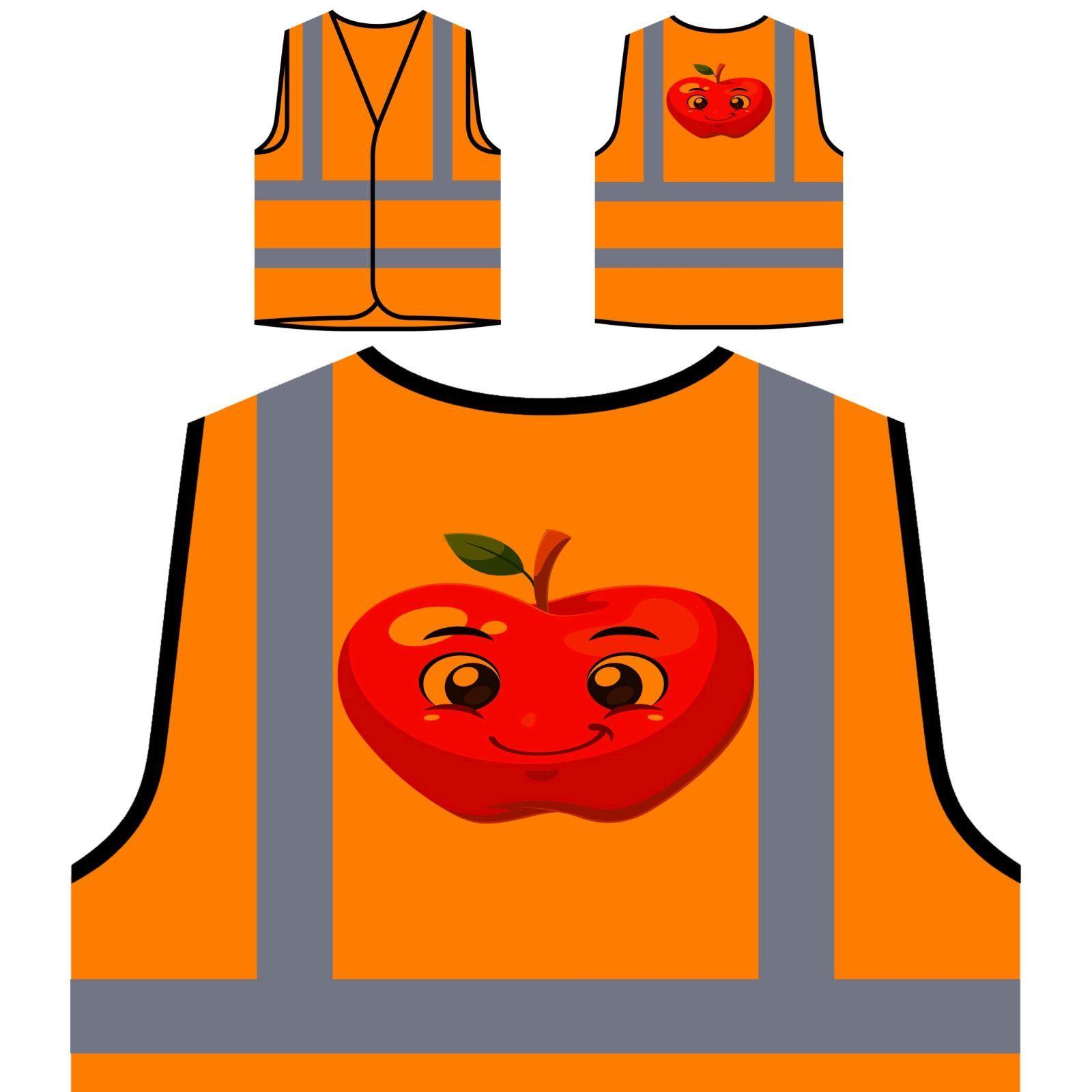 Red Yellow Orange Logo - Red Apple Smiley Yellow/Orange Safety Vest u632v | eBay