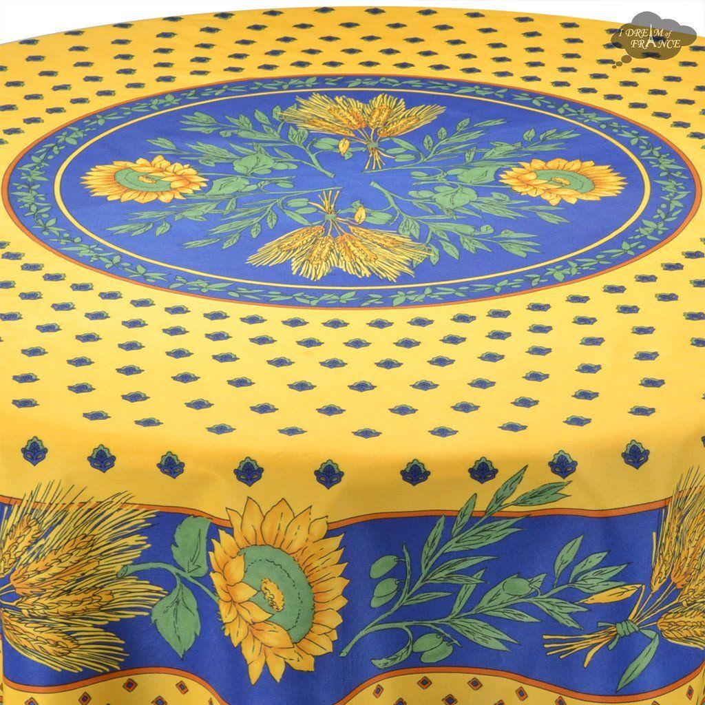 Blue and Yellow Round Logo - Tournesol Blue Yellow French Provencal Tablecloth Dream