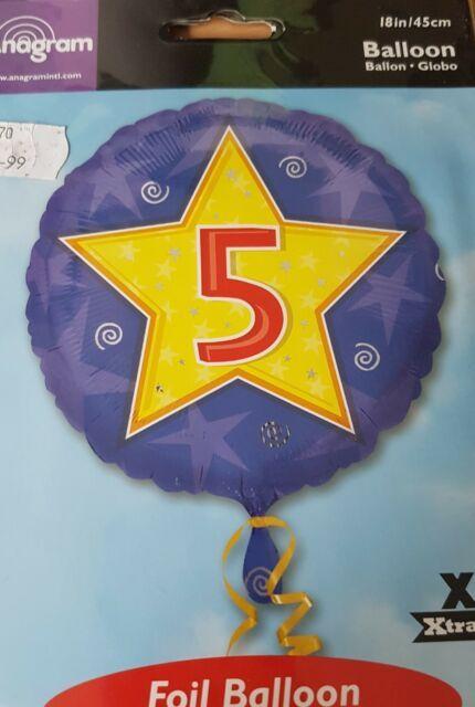 Blue and Yellow Round Logo - Anagram Happy 5th Birthday Boy Blue 5 Today Round Foil Helium