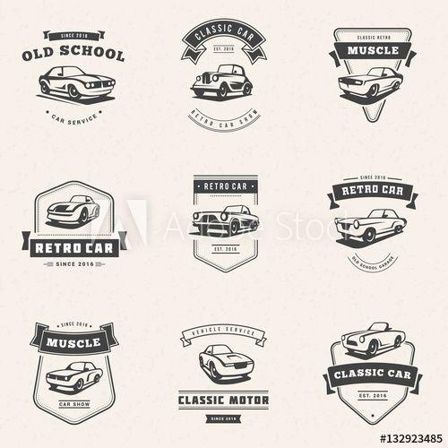 Classic Auto Repair Logo - Set of classic car logo, emblems, badges. Service car repair, car